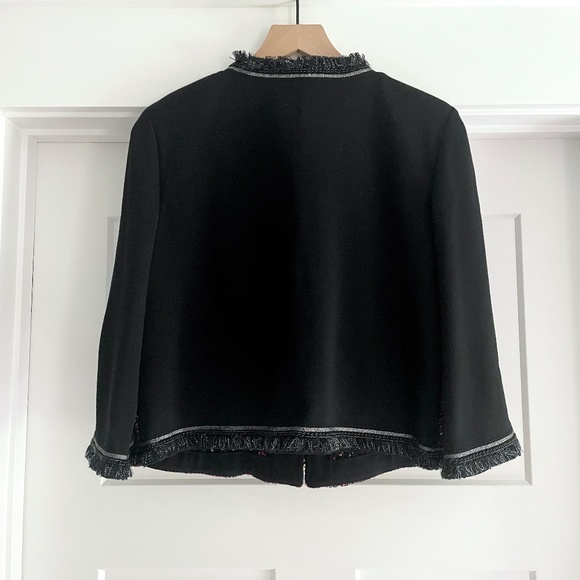 St John Tweed Fringe Cropped Evening Jacket Blazer Milano Knit Size 10 Medium - Picture 2 of 10